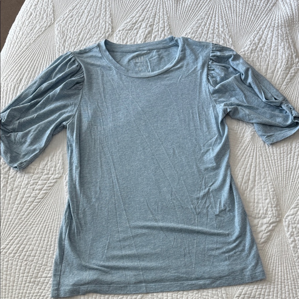 GAP Sky Blue Women's Puff Sleeve Top